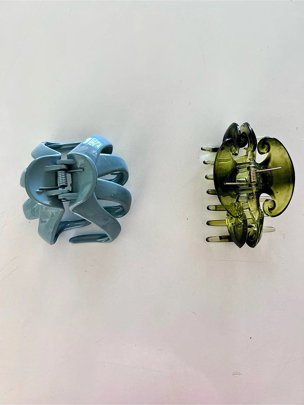 Hair Claw Clips in Blue & Green